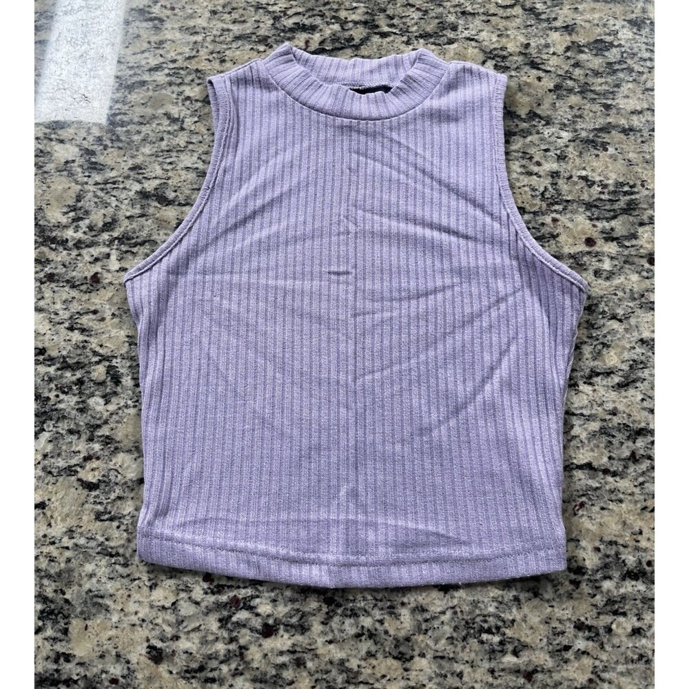 SHEIN Purple High Neck Ribbed Tank Top Size S Summer Top Women